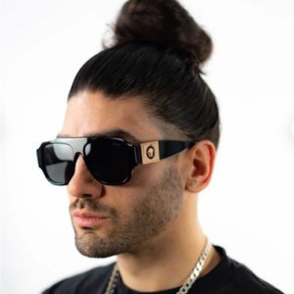 New Authentic- VERSACE Dark Brown Pilot Men's Sunglasses - Picture 3 of 13